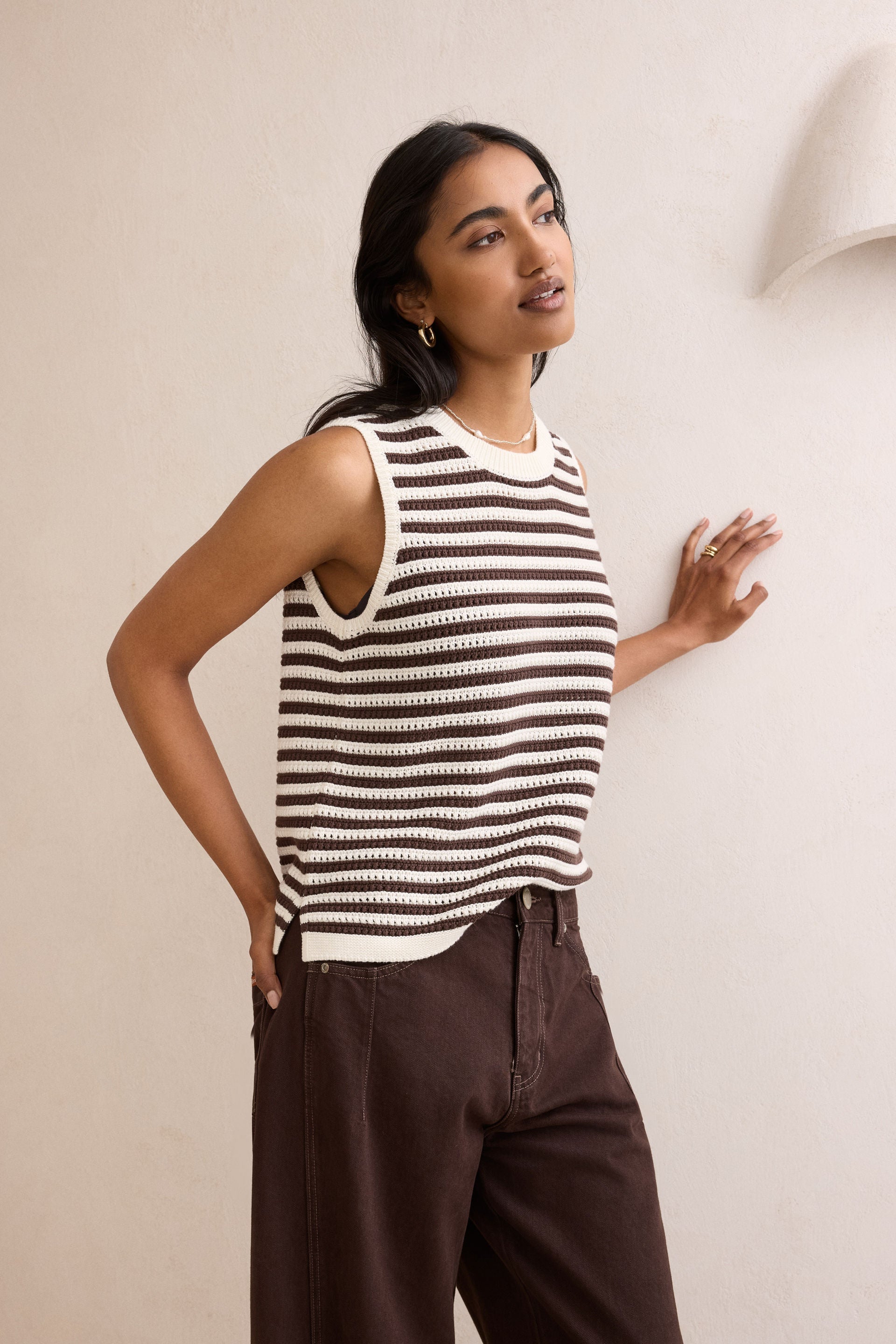 Maddy Mesh Knit Tank - Brunette Stripe – Ceres Life