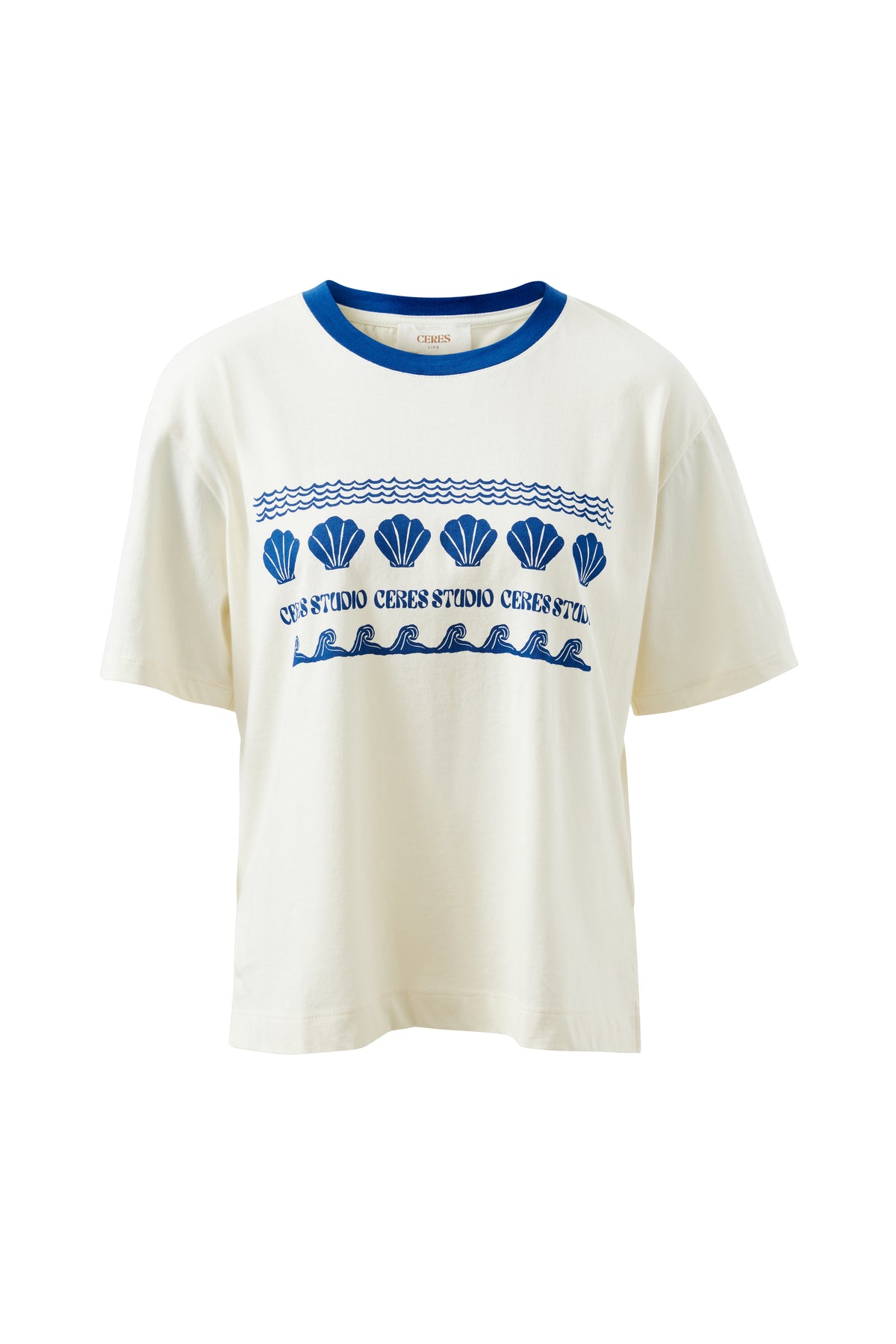 Stevie Slouchy Tee - Milk/Klein Blue Summer Icons