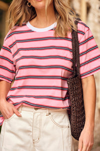 Stevie Slouchy Tee - Peony/Heritage Red