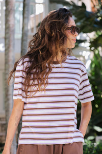 Stevie Slouchy Tee - Brunette Orchid Stripe