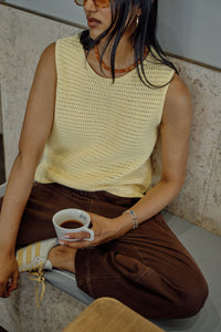 Margot Mesh Knit Tank - Sunny Yellow