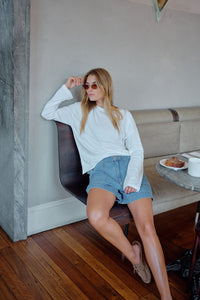 Scout Slouchy Long Sleeve  Tee - White