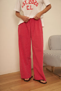 The Lounge Pant - Textured Red Check