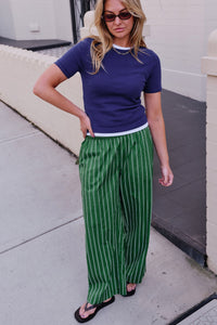 The Lounge Pant - Basil Stripe