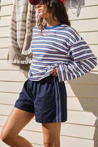 Mila Short - Navy Cobalt Side Stripe
