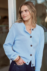 Nelly Long Sleeve Knit Cardi - China Blue
