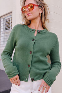 Nelly Long Sleeve Knit Cardi - Basil