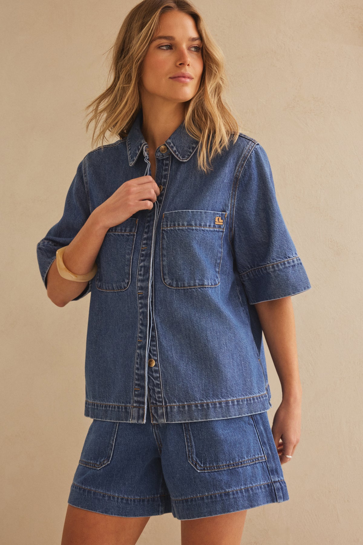 Noa Short Sleeve Shirt - Fresh Indigo