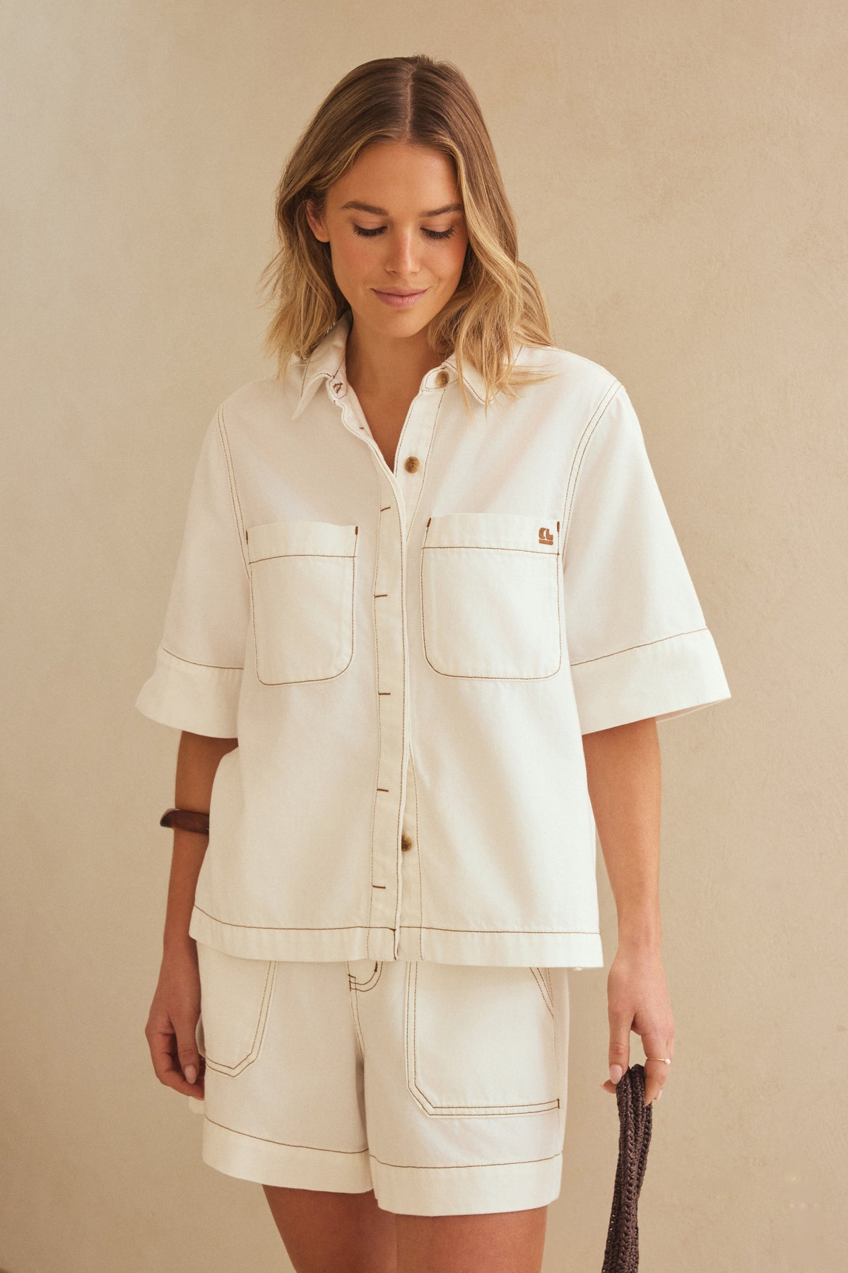 Noa Short Sleeve Shirt - Fresh Ecru