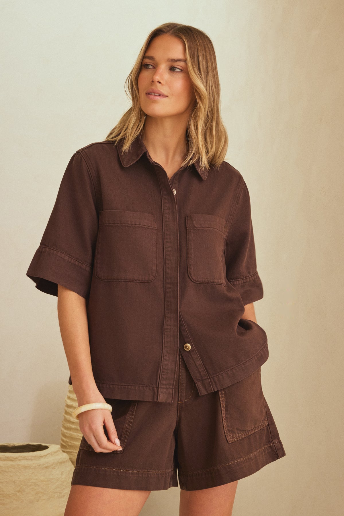 Noa Short Sleeve Shirt - Chocolate