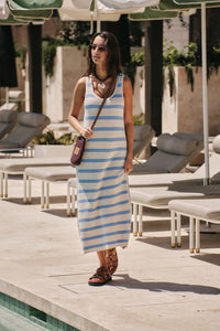 Talulah Knit Tank Midi Dress - Powder Blue Stripe