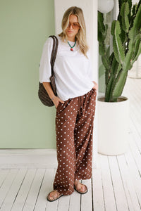 Resort Pant - Choc Polka Dot
