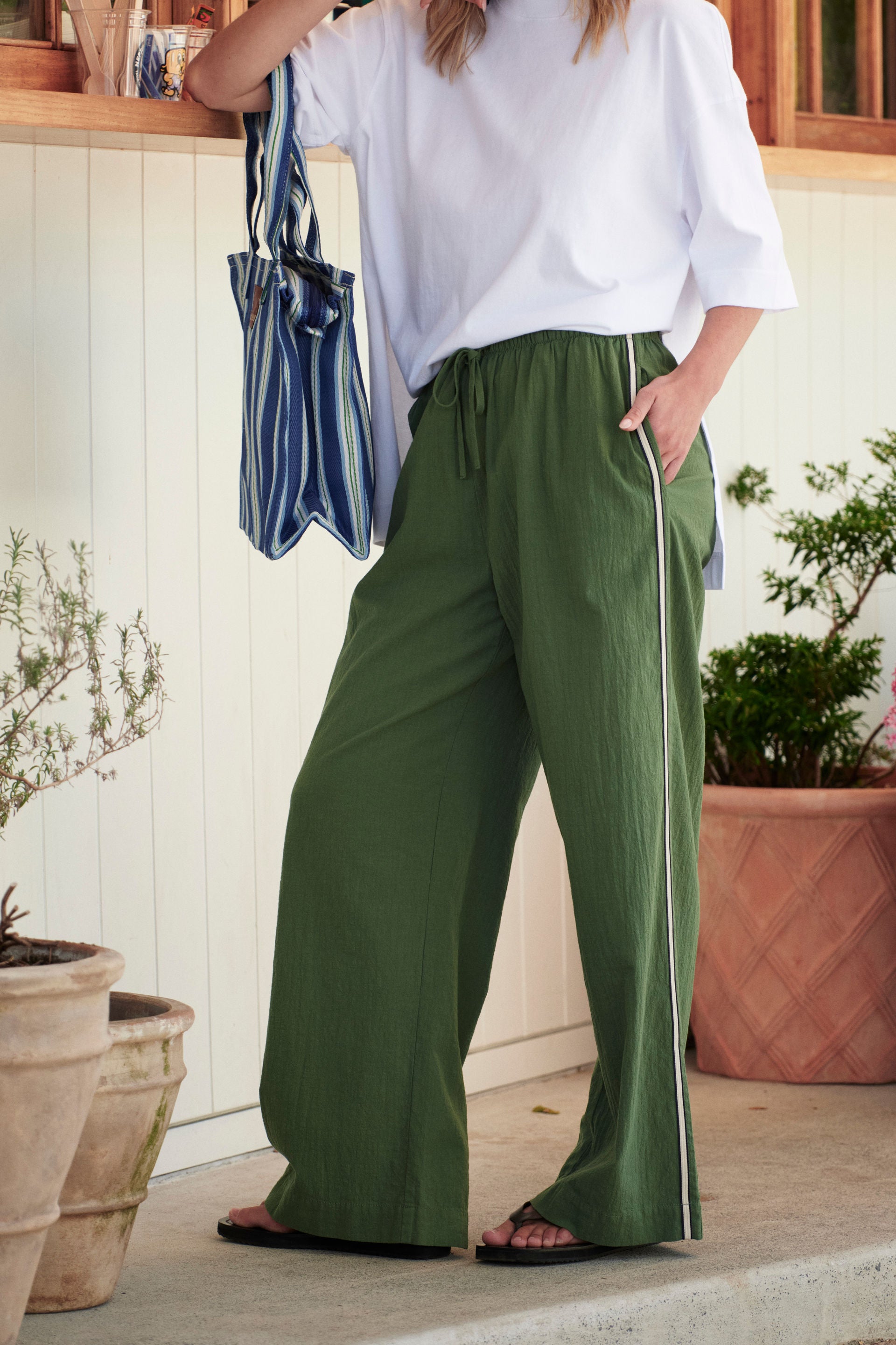 トップス oz SARDINE STRIPES RESORT TOP pants 4-5y Resort Pant - Basil Side Stripe – Ceres Life