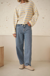 Leah Tapered Barrel Jean - Vintage Blue