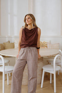 Tahlia Twist Strap Tank - Chocolate