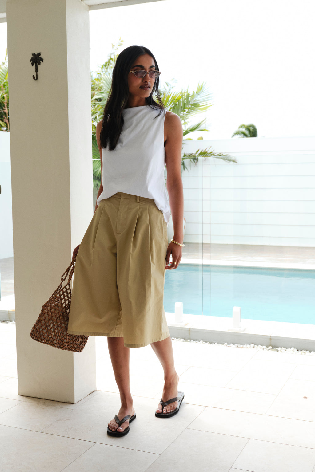Tahlia Twist Strap Tank - White