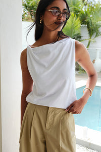 Tahlia Twist Strap Tank - White