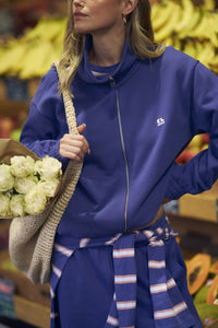 Freya Zip Thru Sweat - Washed Navy