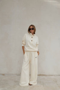 Ivy Wide Leg Trackpant - Marshmallow
