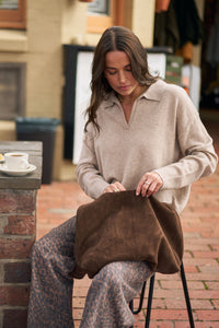 Bec Knit Collared Pullover - Oat Marle