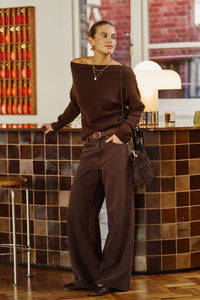 Rani Off Shoulder Knit - Chocolate
