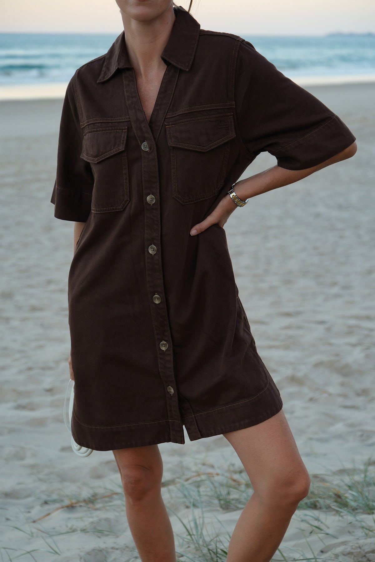 Bonnie Relaxed Shirt Dress - Chocolate
