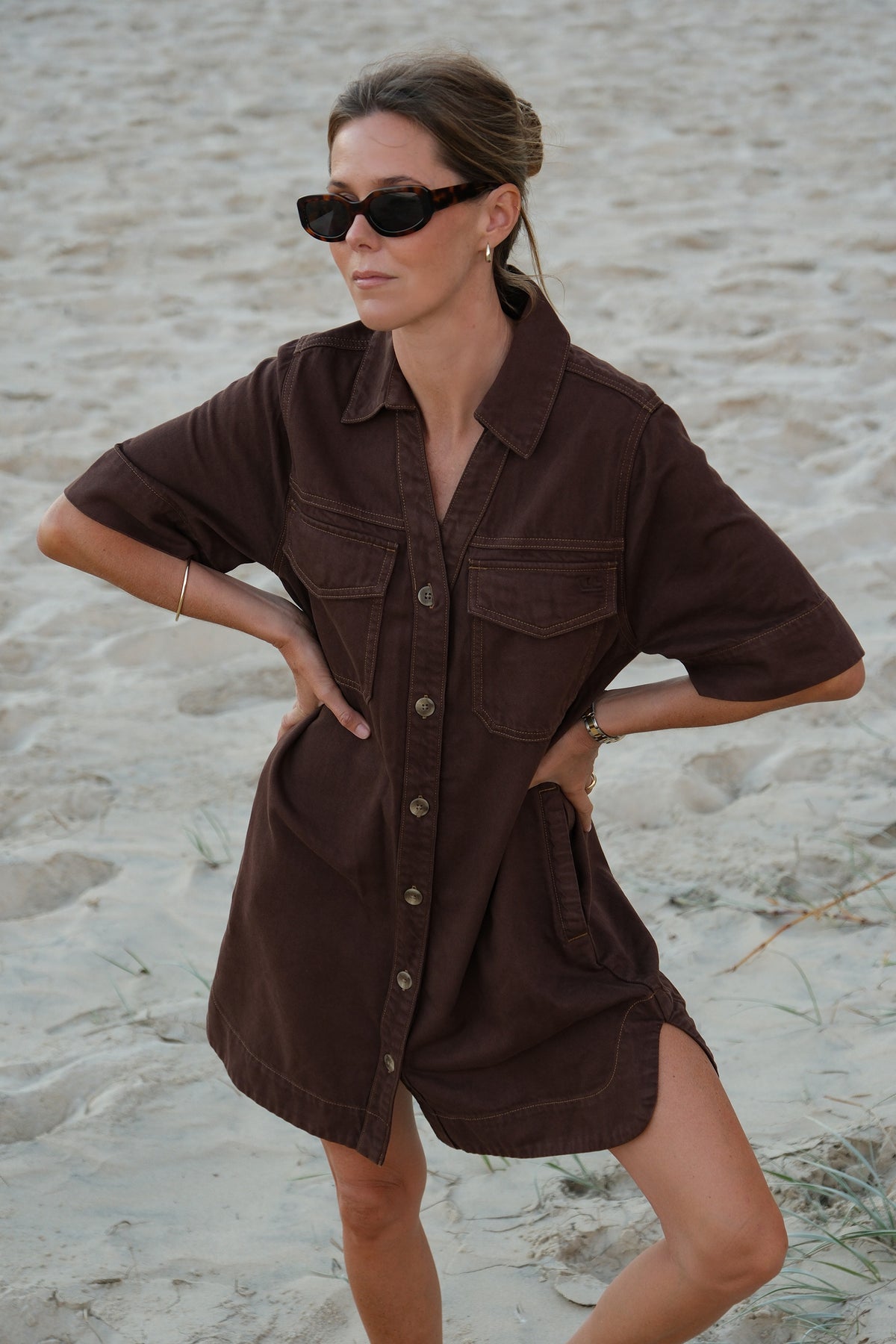 Bonnie Relaxed Shirt Dress - Chocolate