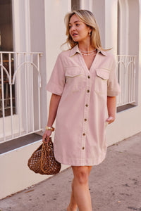 Bonnie Relaxed Shirt Dress - Blossom Pink