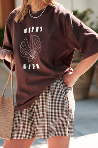 Luna Oversized Tee - Brunette/Milk Shell