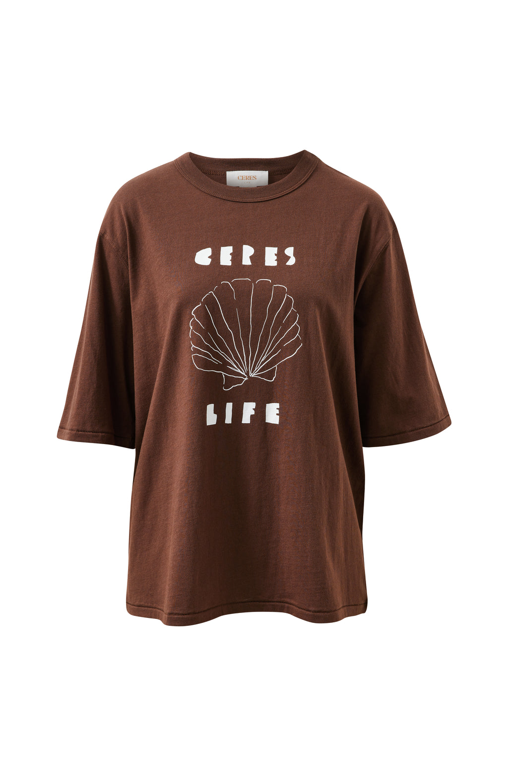 Luna Oversized Tee - Brunette/Milk Shell