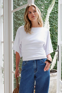 Molly Relaxed Sleeve Top - White