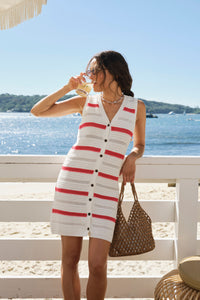 Ayla Knit Mini Dress - Milk Heritage Red Stripe