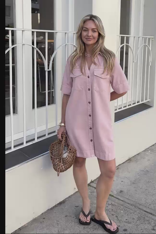 Bonnie Relaxed Shirt Dress - Blossom Pink