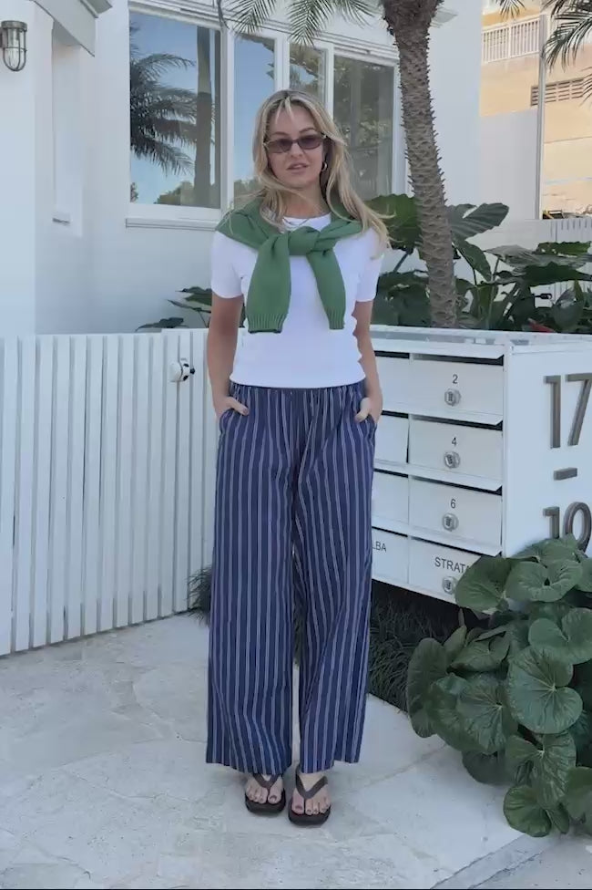 The Lounge Pant - Prussian Blue Stripe