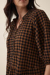 Shirred Check Midi Dress, NUTMEG/BLACK CHECK - alternate image 4