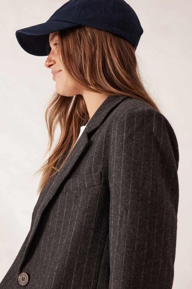 Heritage Blazer, CHARCOAL PINSTRIPE WOOL BLEND