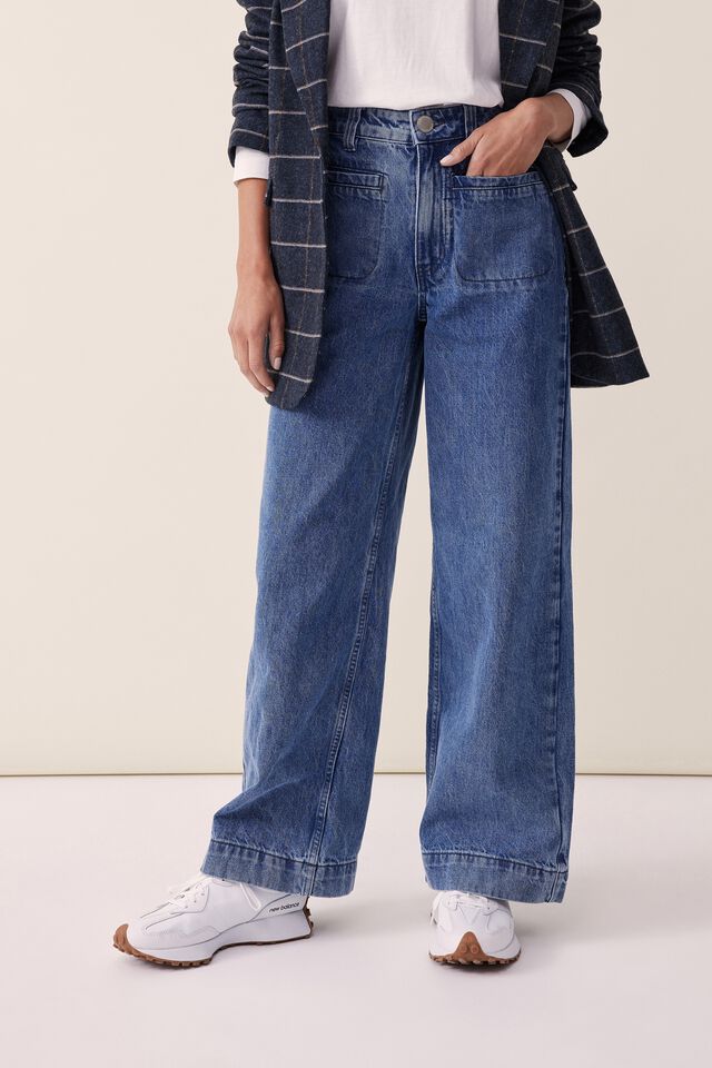 Wide Leg Pocket Jean With Organic Cotton, INDIGO