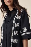 Resort Boxy Shirt, BLACK/WHITE EMBROIDERY - alternate image 3