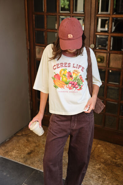 Macy Print Tee, MILK/FARMERS MARKET