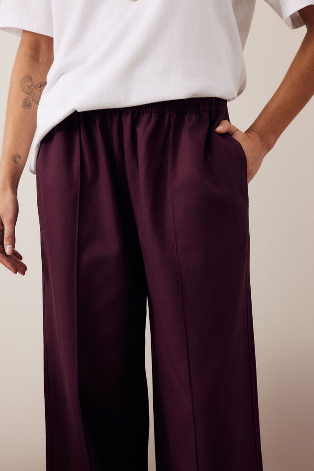 Izzie Pinstitch Pant, BURGUNDY