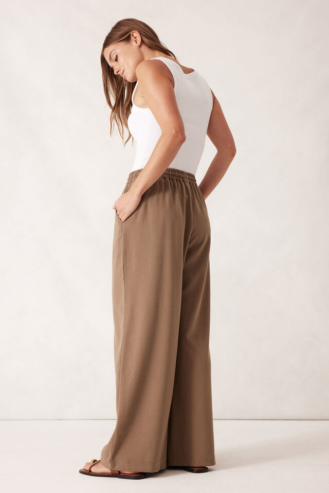 Drawstring Suiting Pant, WARM TAUPE