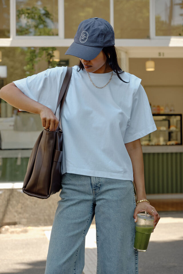 Rainey Pleat Sleeve Tee, WHITE