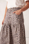 Drop Waist Denim Midi Skirt, LEOPARD - alternate image 5