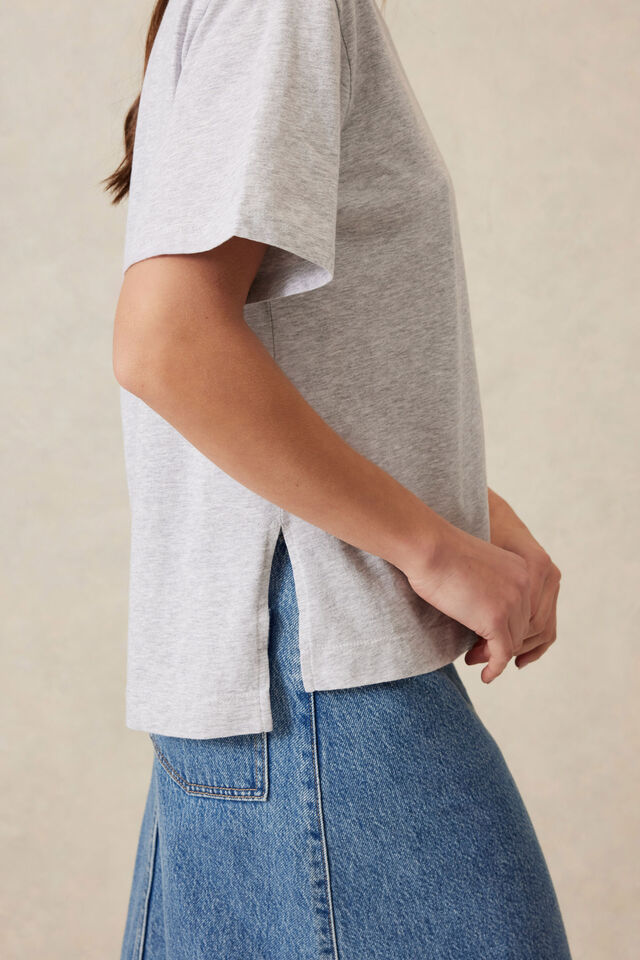 Slouchy Split Hem Tee, CLOUDE MARLE/CERES ANCHOR PRINT