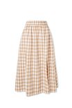 Midi Skirt In Cotton Linen Blend, CAMELETTE WHITE GINGHAM