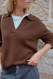 Kira Collared Knit, CHOCOLATE - alternate image 7