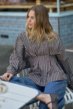 Ella Pleat Shirt, CHOCOLATE STRIPE - example image 6