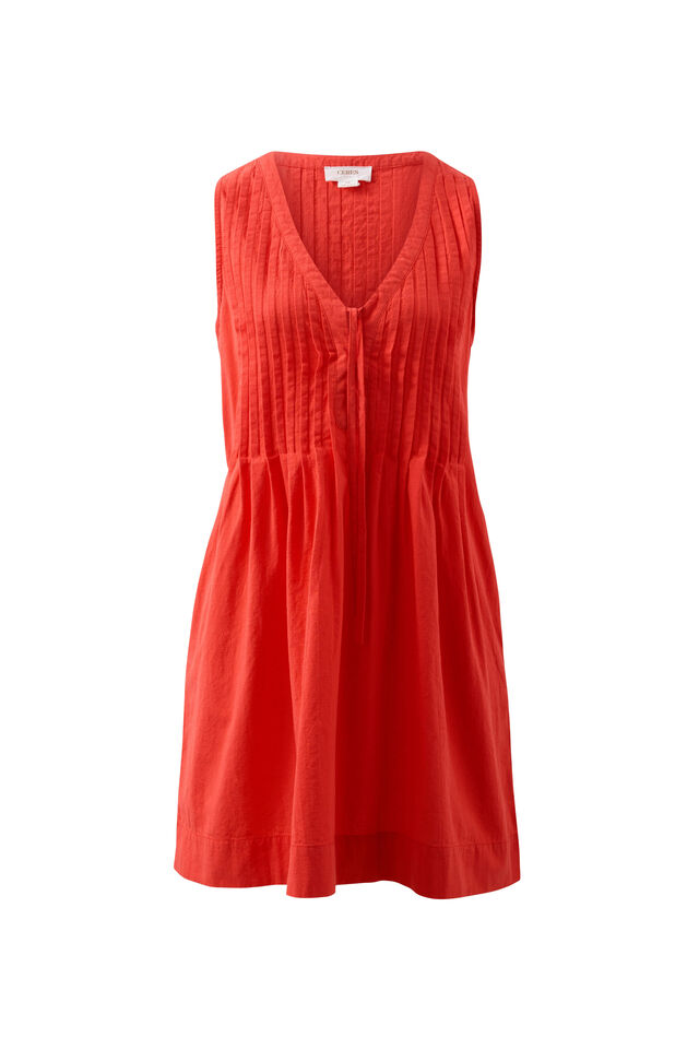 Eden Pintuck Mini Dress, HERITAGE RED