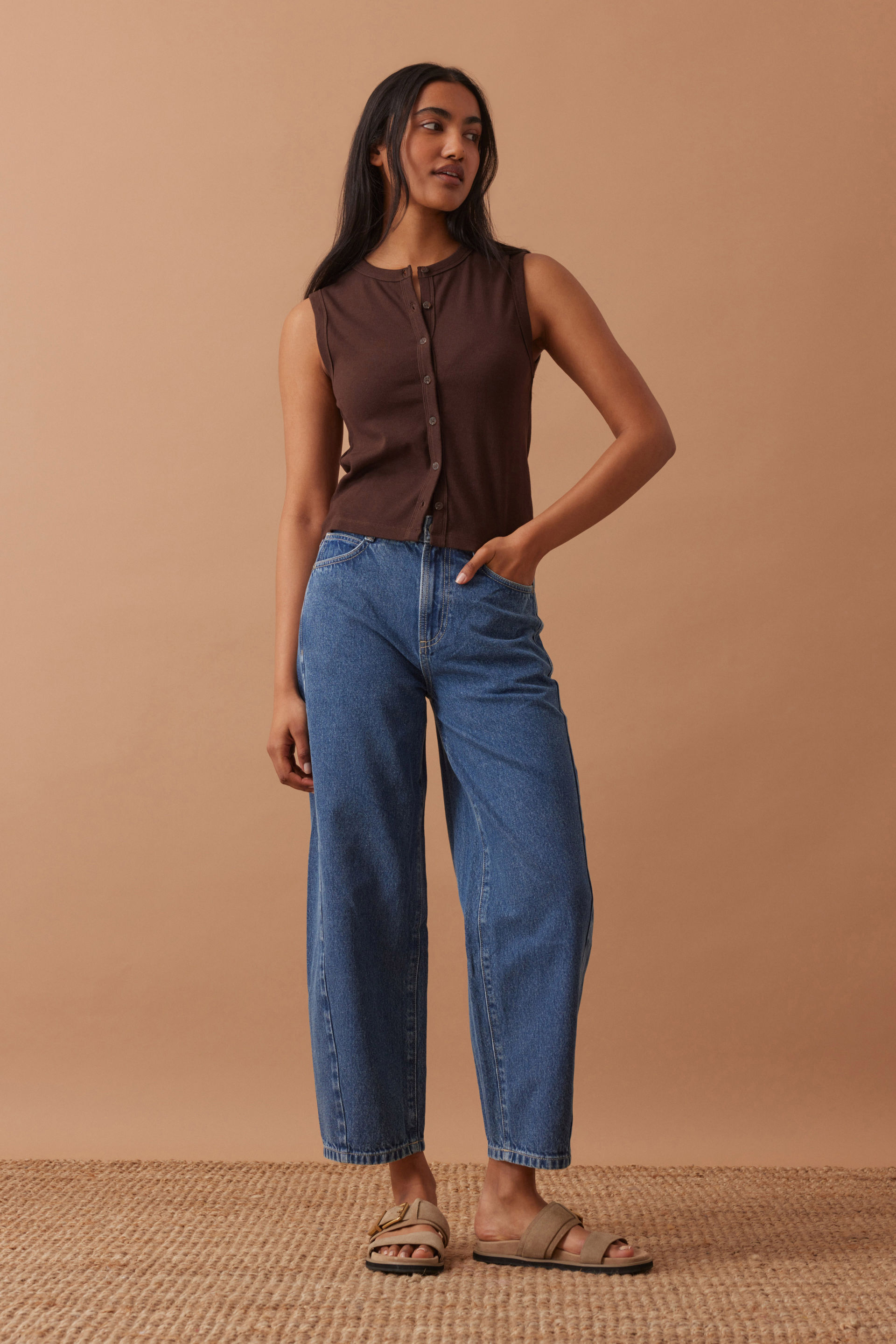 Lyla Button Through Rib Tank