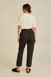 Flat Front Pant With Elastic Waist In Cotton, BLACK - alternate image 3